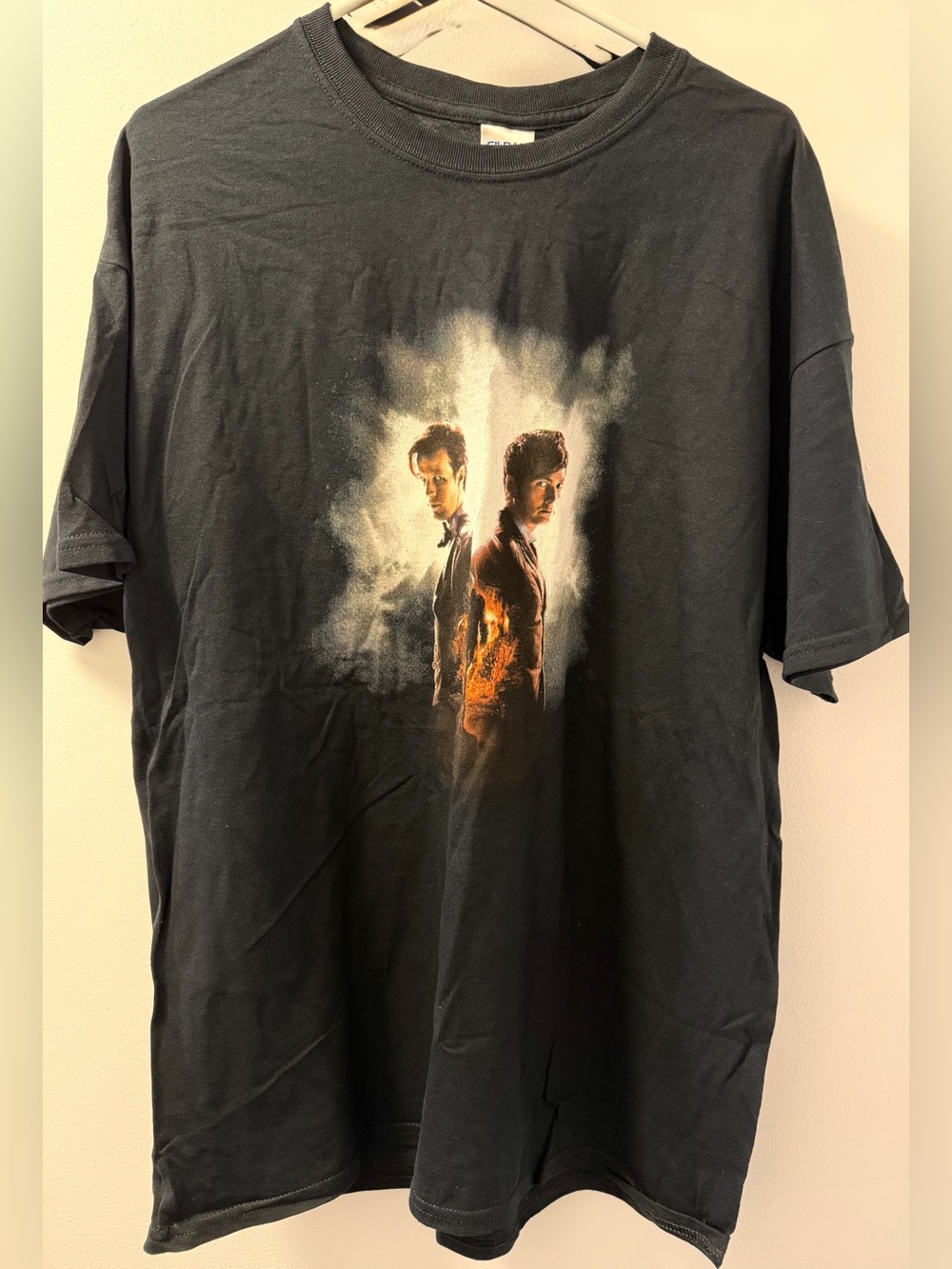 NWOT Gildan Black Men’s T-Shirt  Dual-Figure Dr Who Print Front & Back Size XL